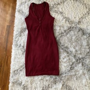 Maroon Short dress, skin thigh